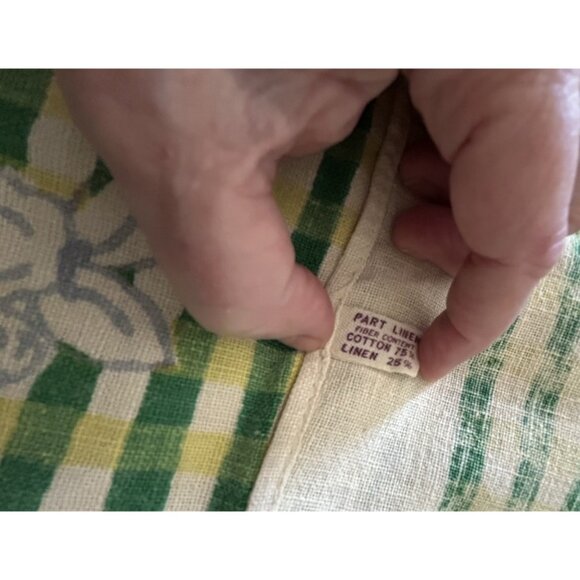 Vintage STARTEX Kitchen Towel MCM Whimsical Housewife Green Yellow Checker - Picture 7 of 8